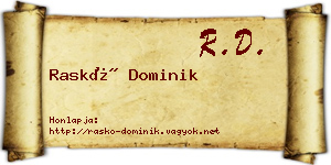 Raskó Dominik névjegykártya